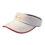 Custom visor with embroidered logo, adjustable strap, and curved brim – lightweight sun protection for UK sports teams, events, and branded promotions.